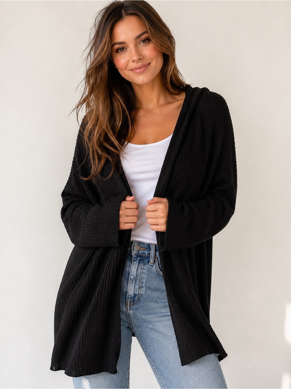 AEO Soft and Sexy Oversized Waffle Knit Hooded Cardigan Comfy Cozy Size Small